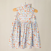 Load image into Gallery viewer, The back of the children&#39;s sleeveless shirt dress with collar in &quot;under the sea&quot; print.