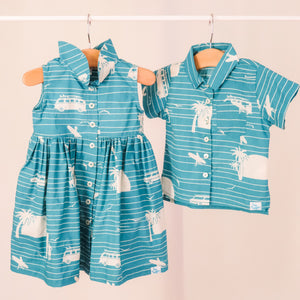 Our playful, button-up dress has just the right amount of poof and twirl.  The sleeveless style lets your child play with ease and we even added pockets so your littles can stow away their treasures.
